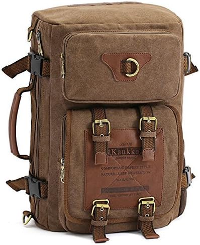 KAUKKO Men's Canvas Army Style Shoulder Travel Tactical Backpacks