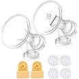 30 mm 2xOne-Piece Extra Large Breastshields w/Valves and Membranes for Medela Breast Pumps; Replacement to Medela PersonalFit 30 Breastshield and Personal Fit Connector; Made by Maymom