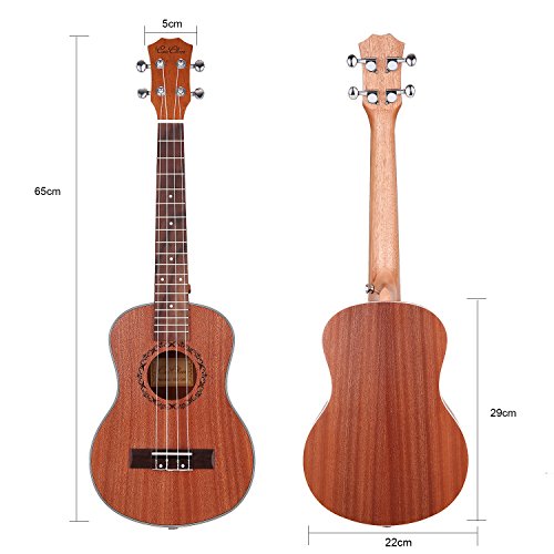 Noeler Mahogany Tennor Ukulele Starter Package-Sponge Gigbag, Capo, Tuner, Strings, Song Book, Strap, Picks, Cleaning Cloth