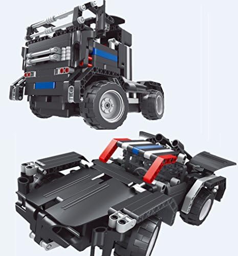 ApexJoy 2 in 1 DIY Battery-Powered Tow Truck & Race Car with 4 Channel Remote & USB Rechargeable Battery, 408 Pieces STEM Learning Kit, Educational Construction Robot RC Building Block Set 8008