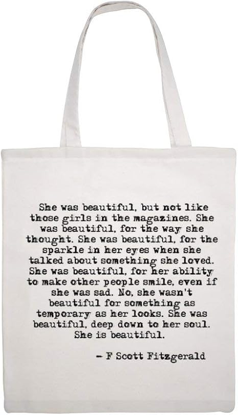 Bolsa de lona de algodón con texto en inglés"She Was Beautiful Shoulder