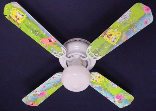 Ceiling Fan Designers Ceiling Fan, Sponge Bob Square Pants, 42