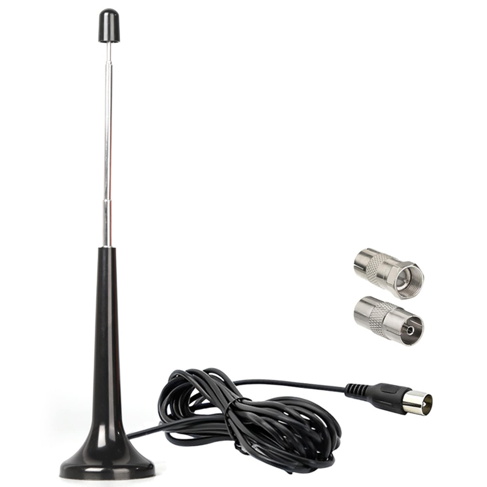 Indoor TV Aerial with DAB FM Radio, Telescopic Antenna, Magnetic Base, 3m Extension Cable, Freeview Aerial for Tuner, Stereo, Home Cinema