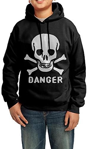 Boys Danger Skull Pirate Skull Hoodie Black
