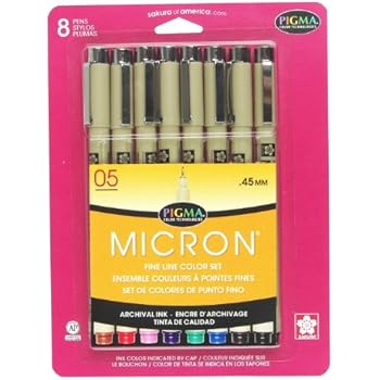 Sakura Pigma 30066 Micron Blister Card Ink Pen Set, Ass't Colors, 05 8Ct Set