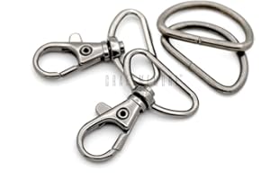 CRAFTMEMORE Swivel Trigger Snap Hooks Classic Lobster Clasps with D-Rings for Purse Strap Lanyard Leather Craft 10 Sets CSD1 (1 Inch, Gunmetal)