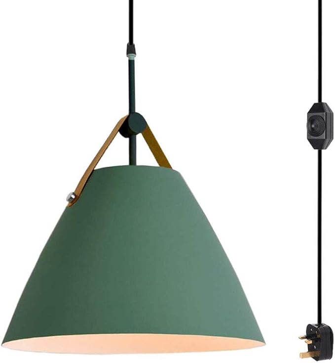 FSLIVING Dimmable Plugin Pendant Light,E27 Industrial Hanging Pendant