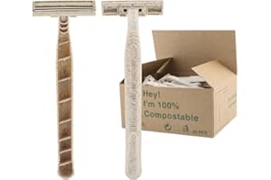 LUFMWCWD Eco-Friendly Razor | Disposable | Recycled Material | Men & Women Shaving Razor | Twin Blade | Biodegradable Wheat Straw, 50 Count (Pack of 1)