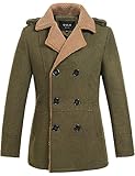 SSLR Men's Classic Double Breasted Slim Wool Coat