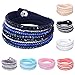 Eyourlife Fashion Leather Wrap Wristband Rhinestone Multilayer Bracelet Bangle