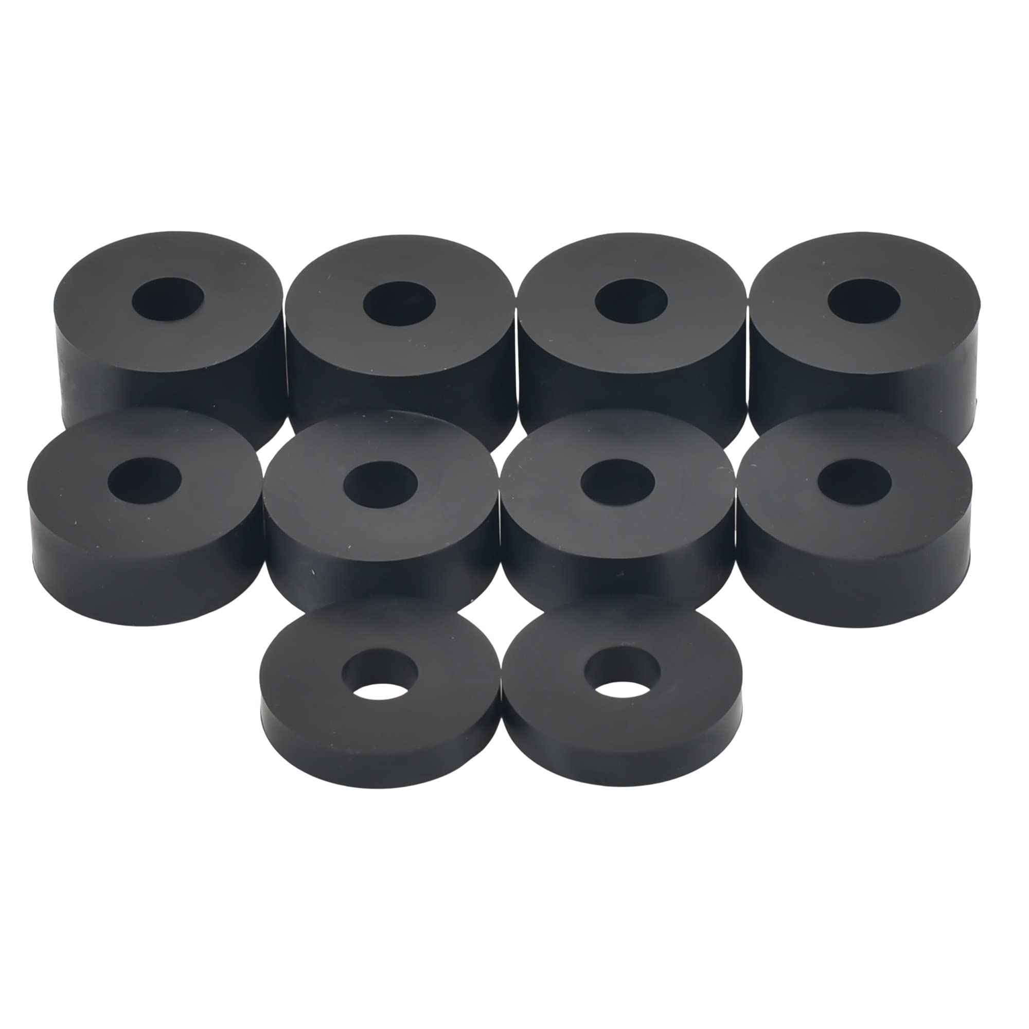 Hawkeng 8mm (M8) Med Hard Rubber Spacers Standoff Washers Shore A 85 (10 Pack) 4 x 15mm, 4 x 10mm, 2 x 5mm – Black