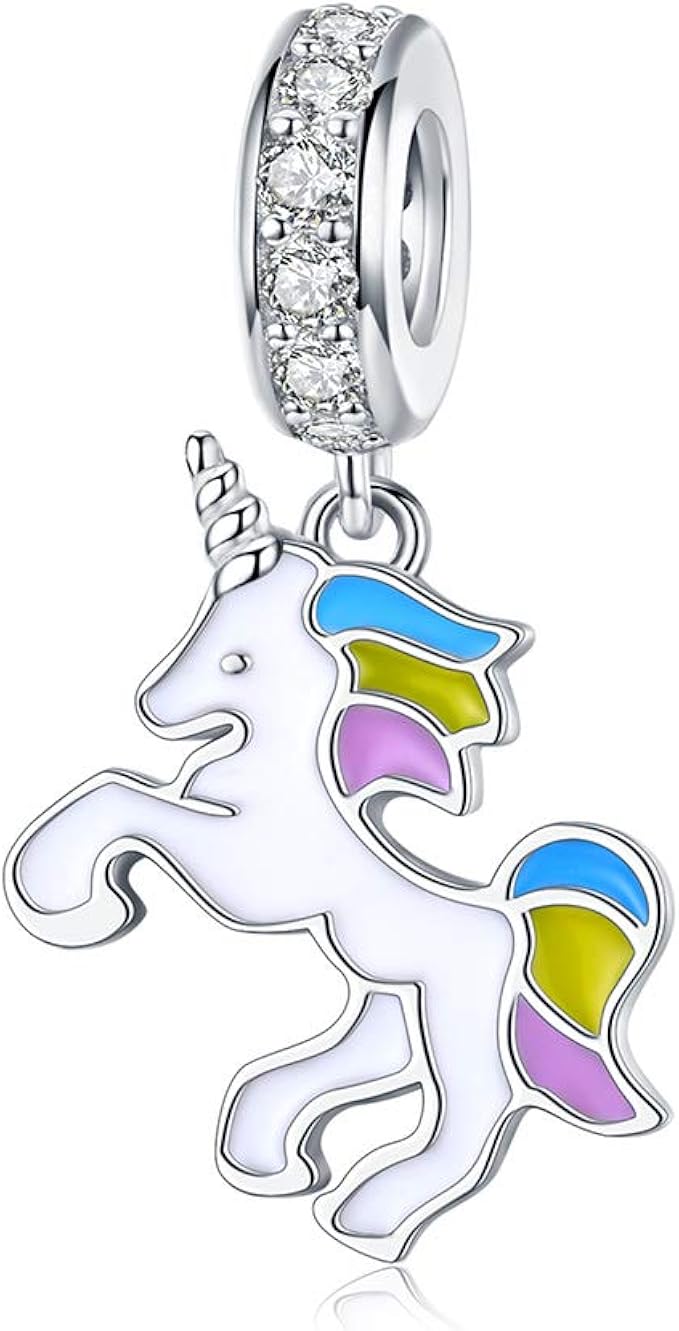 Colorful Enamel Unicorn Charms for Pandora Bracelets 925 Sterling