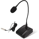 Gooseneck Microphone, 6.35mm Wired Microphone Gooseneck Condenser Microphone Desktop Microphone with Mute Button Computer Mic Podium Microphones Desktop Microphone Computer Mic Podium Microphones