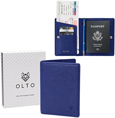 Olto Designs Passport Holder PU Leather Travel Wallet Cover Case Gift For Men & Women includes SIM Card slot