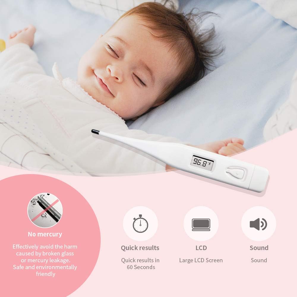 Digital Thermometer Oral, Sinocare Fever Thermometer for Adults, Basal Body Temperature Monitor, Electronic Axillary Underarm, Waterproof, Medical Rectal, Armpit Device - in Adults，Kids, Babies: Health & Personal Care