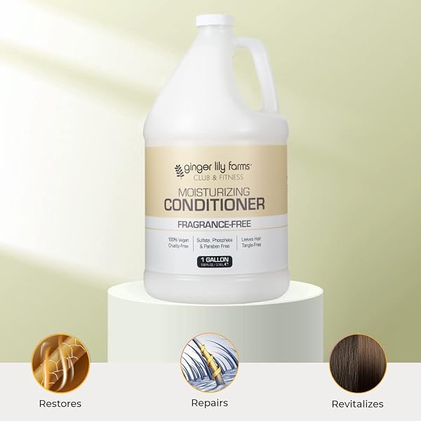 GINGER LILY FARMS CLUB & FITNESS MOISTURIZING CONDITIONER FOR DRY HAIR, 100% VEGAN & CRUELTY-FREE, FRAGRANCE FREE, 1 GALLON (128 FL OZ) REFILL
