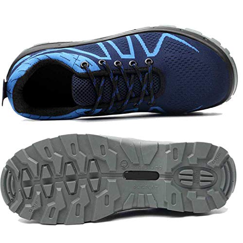 SUADEX Indestructible Steel Toe Shoes for Women Men, Safetry Shoes Breathable Puncture Proof Steel Toe Sneakers Work Shoes Construction Shoes Blue 001 Size 7.5 Women/6 Men - Thumbnail 4