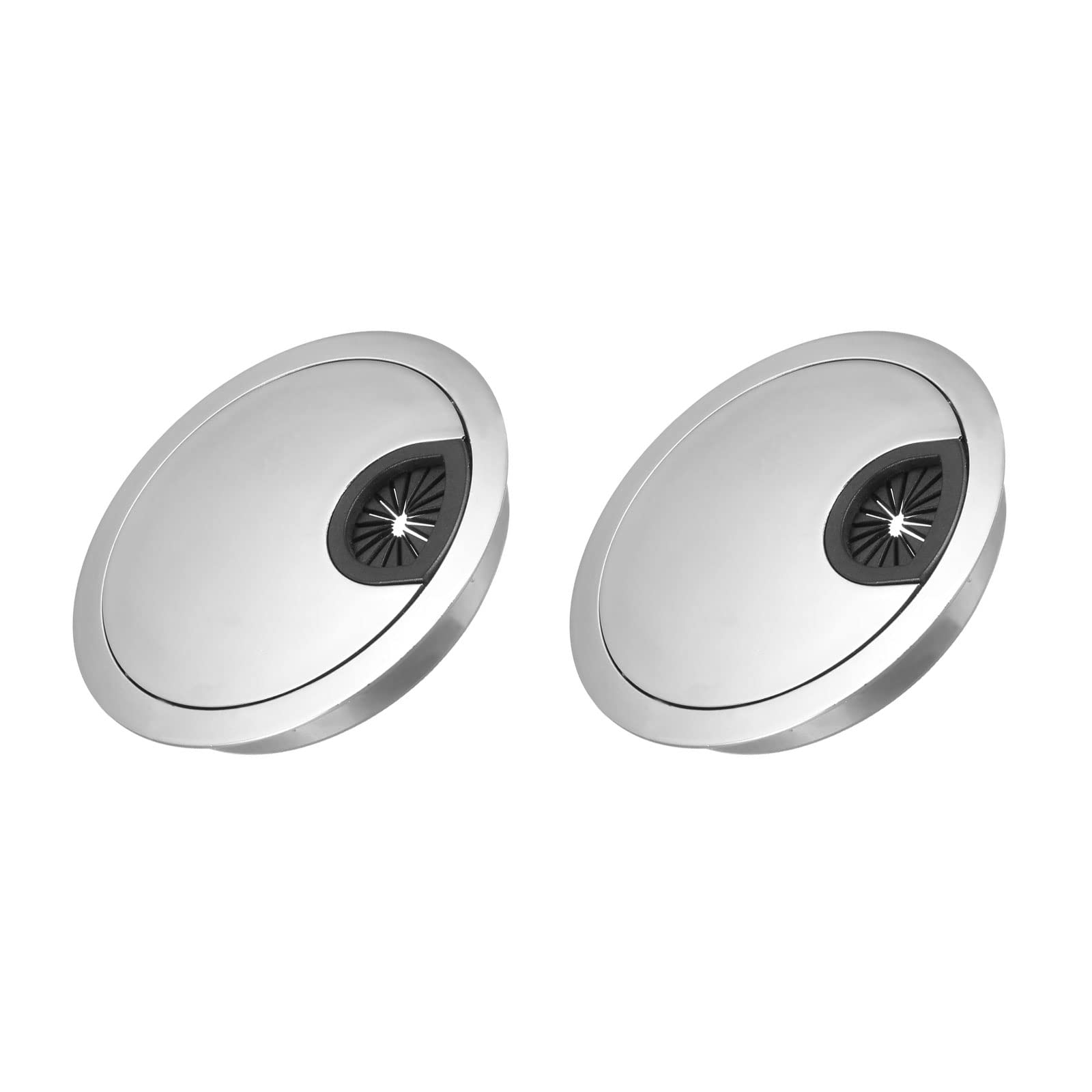 METALLIXITY Cable Cord Grommet (80mm/3.15") 2Pcs, Zinc Alloy Round Cable Hole Cover Wire Organizer - for Home Desk Cable Wire Management, Bright Silver
