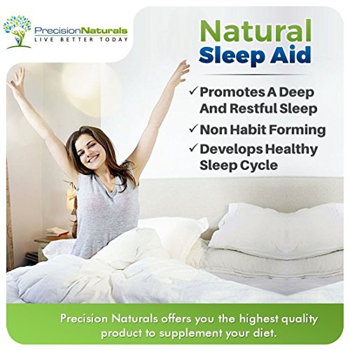 Sleep Aid W/Melatonin Non Habit Forming Natural Sleeping Supplement Pills 60 Capsules Chamomile Magnesium Valerian GABA Lemon Balm Extract Nighttime Herbal Formula Stress Anxiety Insomnia Relief