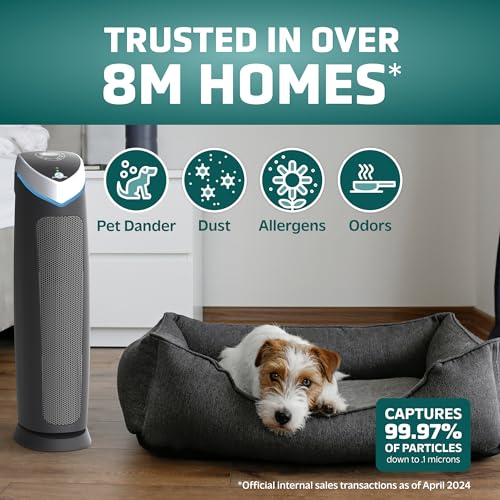 GermGuardian 5-In-1 HEPA Air Purifier for Home, Large Rooms Up To 915 Sq. Ft. with HEPA Pet Air Filter, UV-C Light & Odor Reduction, AC5250PT, 28