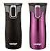 Contigo Autoseal Vacuum Insulated West Loop Stainless Steel Travel Mug with Easy-clean Lid, Matte Black & Radiant Orchid, 2-pack, 16-ounce