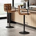 Furniliving Bar stools Set of 2, Swivel Bar Stools,Bar stools, Bar stools with arms, Leather bar stools,Bar Stools for Kitchen Island (Yellowbrown)