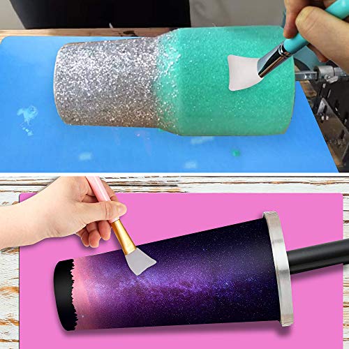2 Pack Silicone Sheet for Crafts, Jewelry Casting Molds Mat, Including 2 Pieces Silicone Stir Sticks, Silicone Brushes and Non-Stick Silicone Sheet for Making Craft Glitter Tumblers