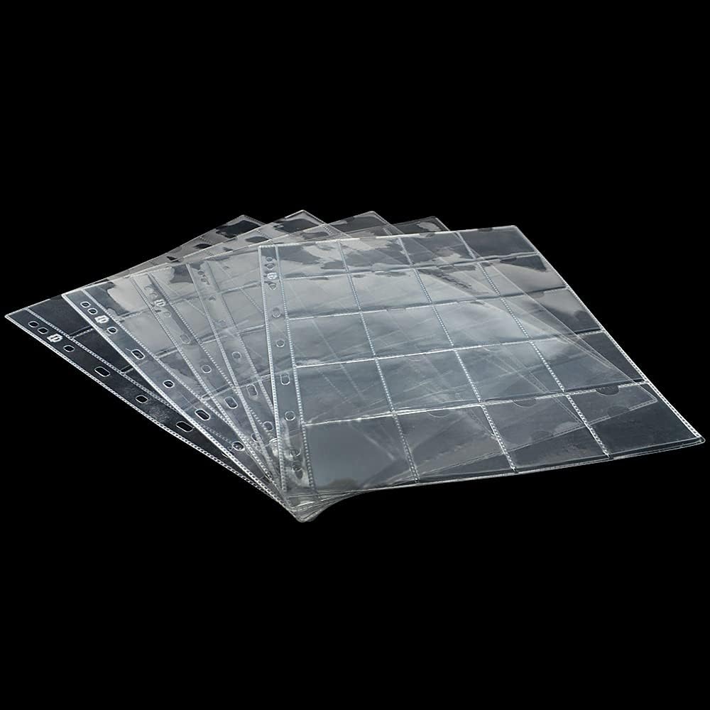 15 Sheets 300 Pocket Plastic Coin Pocket Pages Standard 9-Hole Coin Pocket Inserts Collecting Sleeves for 2 x 2" Coin Flips Cardboard Collection Storage, 2.05 x 2.05", 20 Pockets/Sheet : Office Products