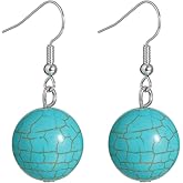 Seraphina Handmade Spherical Turquoise Dangle Earrings, 0.6 Inch Diameter
