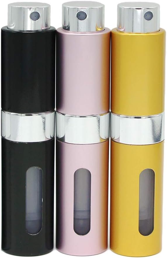 3 Pack-8 Milliliter PortableMini Refillable Perfume Atomizer Bottle, Refillable Perfume Spray, Easy to Fill Scent Aftershave Pump Case for Travel Outgoing Multicolor