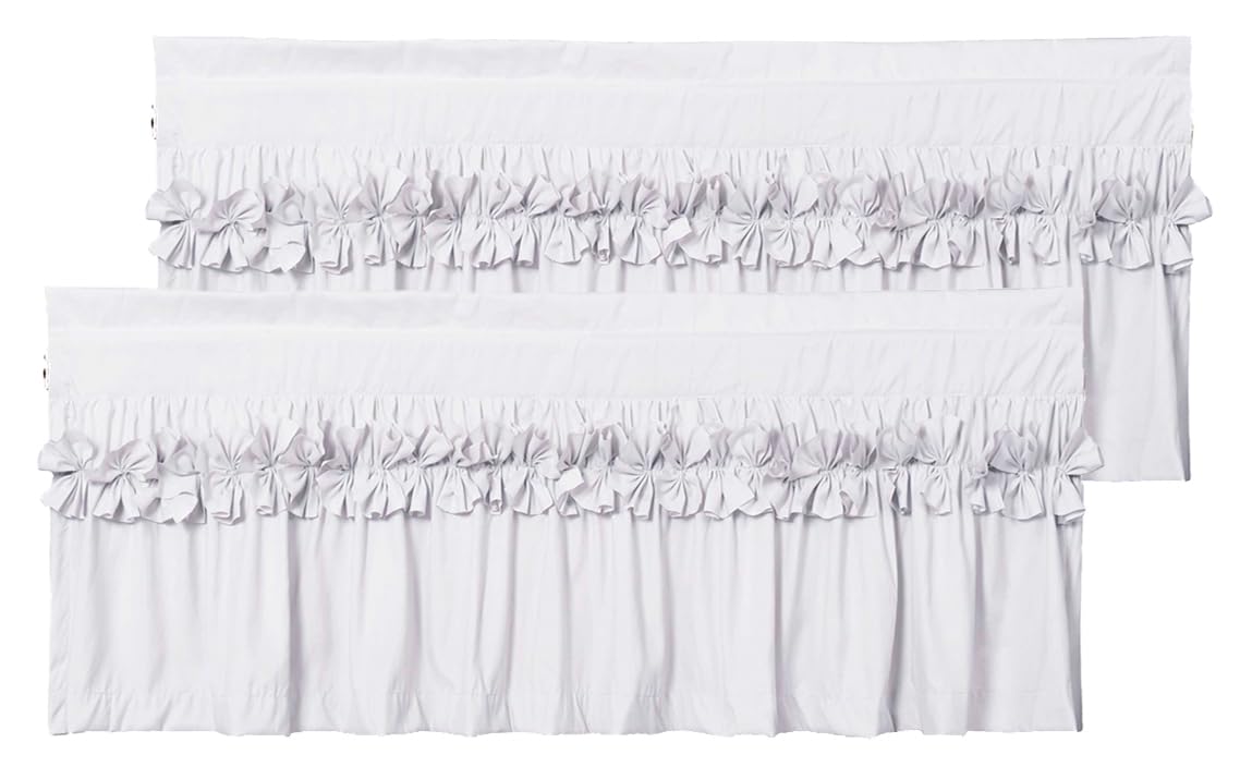 Photo 1 of **Similar item**
HIG 2 Pack White Ruffle Window Valances – Handcrafted Bow Tie Blackout Curtain Valances for Windows/Bathroom/Living Room/Bedroom, Farmhouse Decorative Privacy Kitchen Valance, 52"x18"(N60047)
