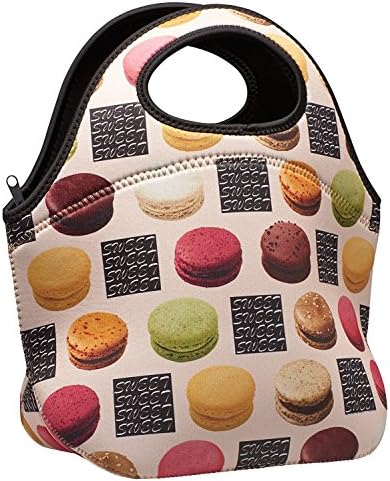 Neoprene Lunch Bag, Insulated Reusable Fashionable Lunch Box Tote | Highest Quality, Holds More and Insulates Better | Large [12.5" x 12" x 8"] | Macaroon Design by SWEET CONCEPTS