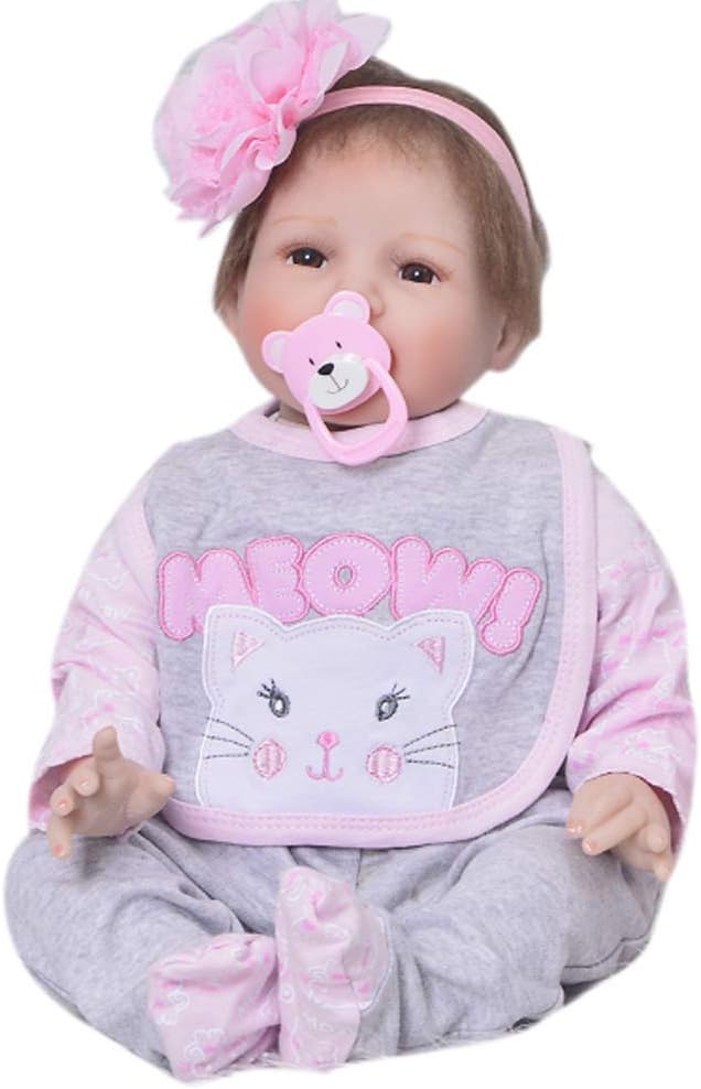Prezzo JTYX DOLLS 55cm Rinato Bambola Realistica Morbida Simulazione in Silicone Baby Brown Eyes Regalo di Compleanno Ragazza Bambole Partner Neonate (Non Lavabili),Color1,55cm Offerte