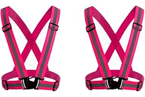 HYCOPROT Reflective Vest 2 Pack Safety Gear with High Visibility Adjustable Straps for Running, Jogging, Cycling, Walking