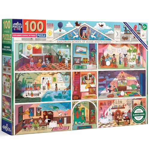 eeBoo 100 Piece Puzzle for Kids - Explorers School of Magic Children's Puzzle Wizard Themed, Large Pieces for Small Hands to Develop Motor Skills