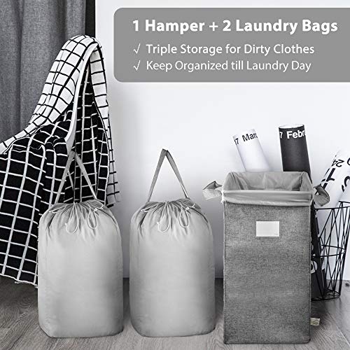 MCleanPin Large Laundry Hamper Collapsible with 2 Removeable Laundry Bags & Sorting Card, Dirty Clot - //medicalbooks.filipinodoctors.org