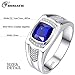BONLAVIE Men's Siver Ring 925 Sterling Silver Ring Created Blue Sapphire Pave CZ W/AAA Princess Cut Wedding Band Size 6-13