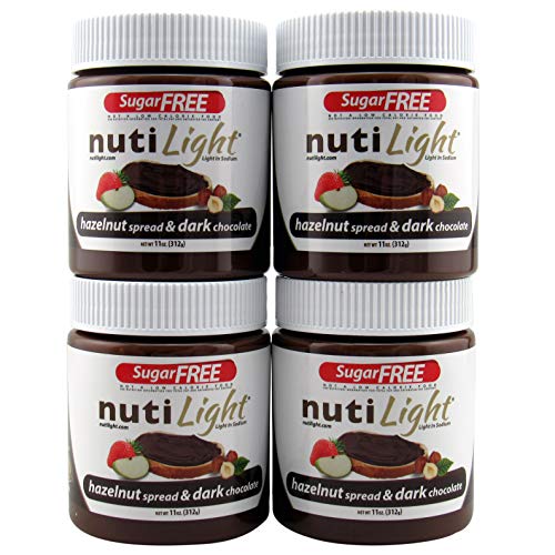 NutiLight Hazelnut & Dark Chocolate Spread 11 Ounces (Pack of 4)