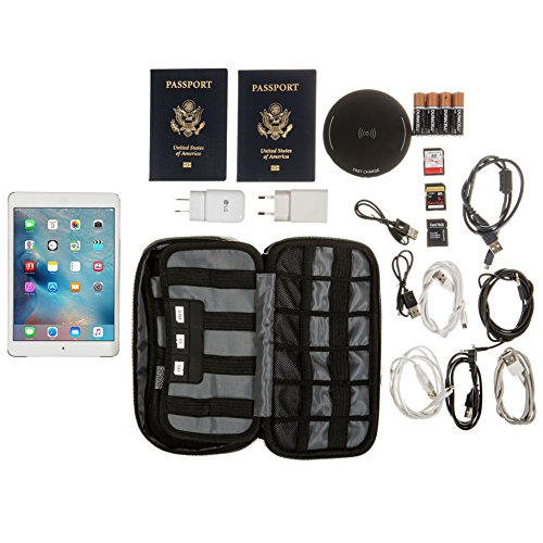 Electronics Organizer Travel Tech Case - Charge Cord, Slim Gadget, Charger Organizer Pouch Bag - Portable Cable Management Case