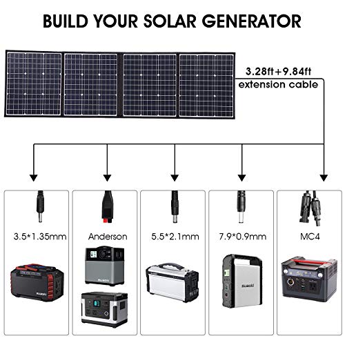 SUAOKI Solar Charger 160W Solar Panel Kit Compatible S270/G500/PS5B/S200 Power Station Generator and ROCKPALS 300W Portable Generator, Solar Car Battery Charger for Motorcycle RV Boat