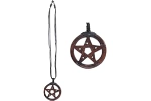 NEW AGE SOURCE Unisex Wood Pendant w/Black Cord Pentacle (each)