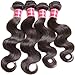 Nadula 8A Unprocessed Brazilian Remy Virgin Human Hair Body Wave Weave Pack of 3 with Lace Closure Natural Color (16 18 20+14)