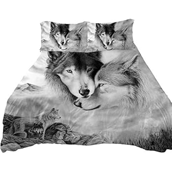 Amazon.com: 4PCS 3D Snow Wolf Bedding Set Polyester