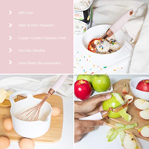 COOK With COLOR 7 Pc Kitchen Gadget Set Copper Coated Stainless Steel Utensils with Soft Touch