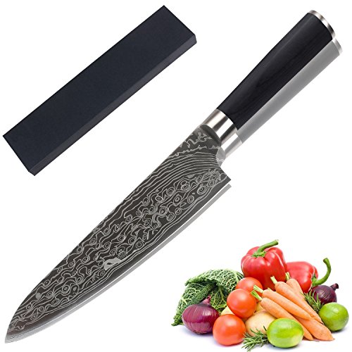 Chef Knife, AUGYMER 8 Inch Professional Chefs Knife Japanese High Carbon Stainless Steel Kitchen