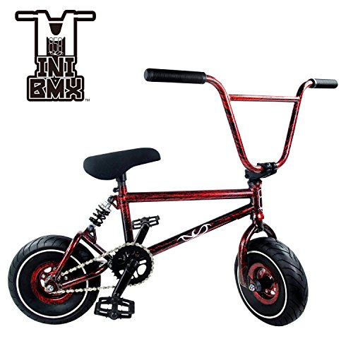 Mini BMX Freestyle Bike – Light Fat Tires With 3pce Crank & Spring Accessories For Pro To Beginner – These Bad Boy Bicycles Are Great For Stunt Trick & Racing (Red Splash) By RIDE 858