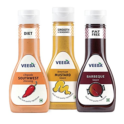 Veeba Chipotle Southwest Dressing, 300g with American Mustard Sauce, 310g and Barbeque Sauce, 330g