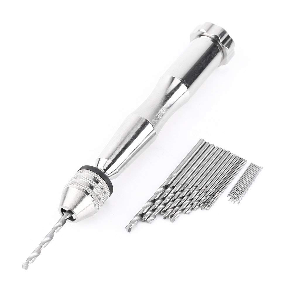 Mini Precision Pin Vise Hand Drill Bits with 25pcs Twist Drill Bits for Delicate Manual Work, Electronic Assembling and Model Making