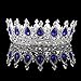 Ulike2 King/queen Crown Red Ruby Stone Sapphire Tiaras Gold/silver Plated Hair Jewelry (Blue)