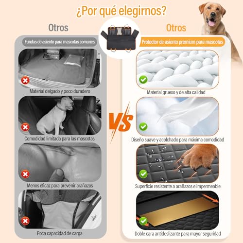 GALASALA Cubre Asientos para Auto Perro, Cubreasientos para Carro Perros, Protector de Asientos Mascotas, Con Comedero Plegable, Antirrozaduras Impermeable, Adecuado Automóviles Camiones SUV Maleteros